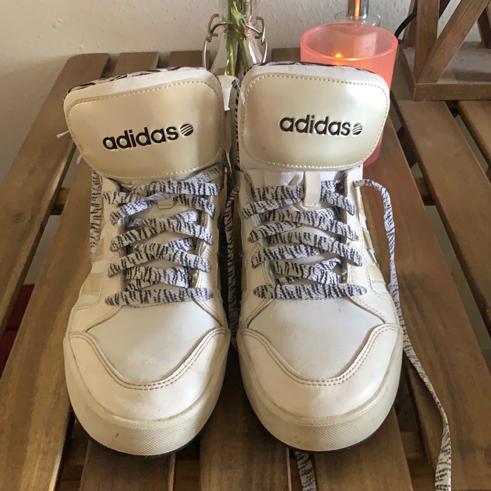 White Adidas high tops